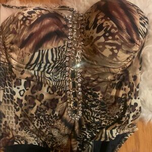 Animal Print Strapless one-piece bathing suit by: Bellamoon